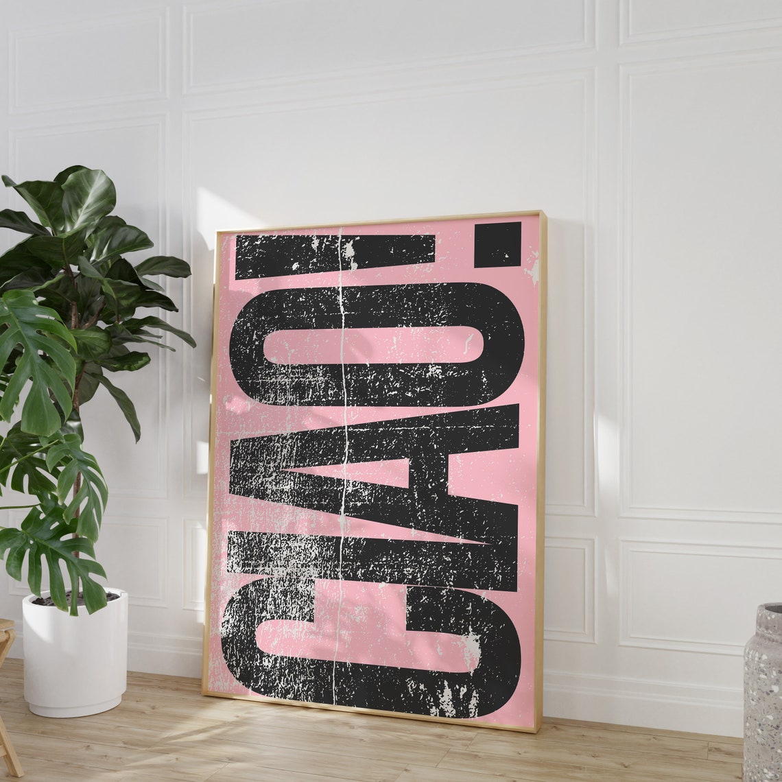 Ciao Distressed Typography Pink Black Retro Girly Quote Poster - Image 3