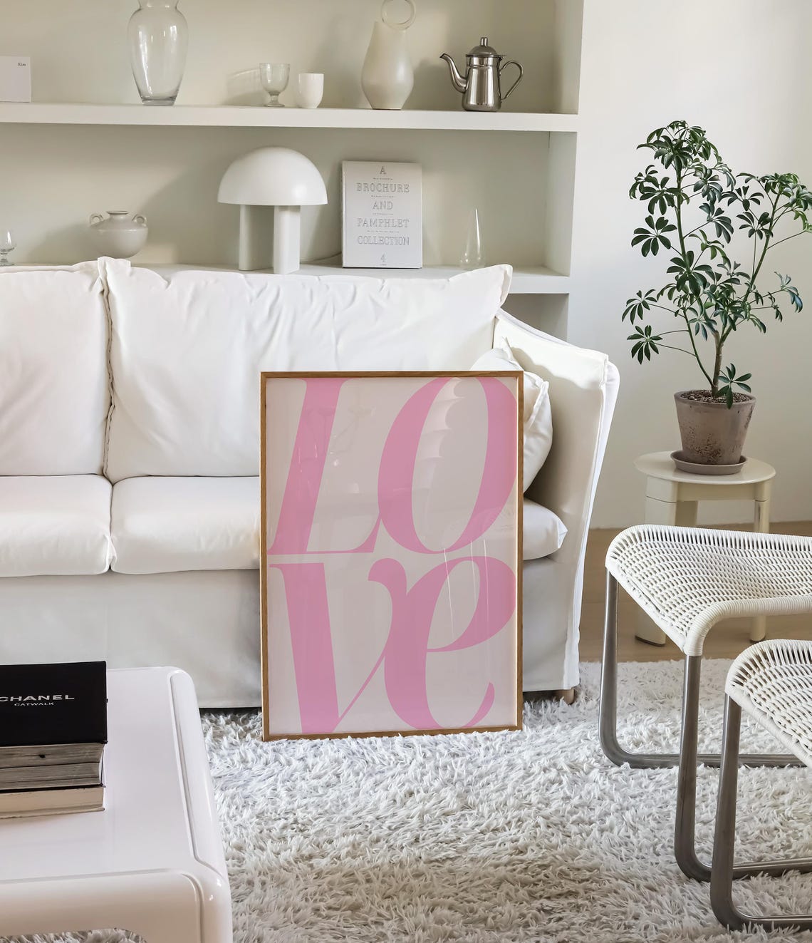 Soft Pink Minimalist LOVE Script Typography Pastel Wall Poster - Image 2