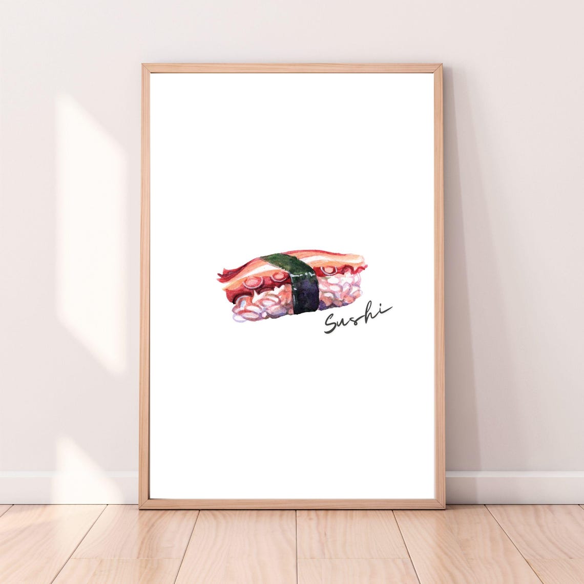 Octopus Nigiri Sushi Watercolor Japanese Restaurant Art Poster