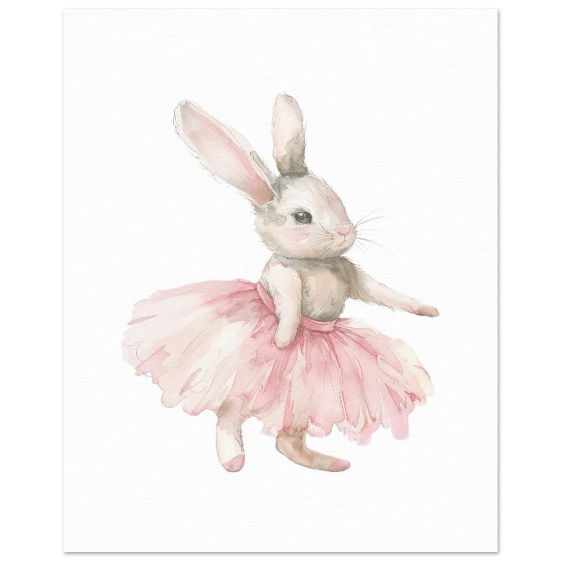 Ballerina Bunny Painting Art Print Ballet Girls Room Wall Decor Nursery Wall Art Original Watercolor Painting Whimsical Dance Painting - Image 3