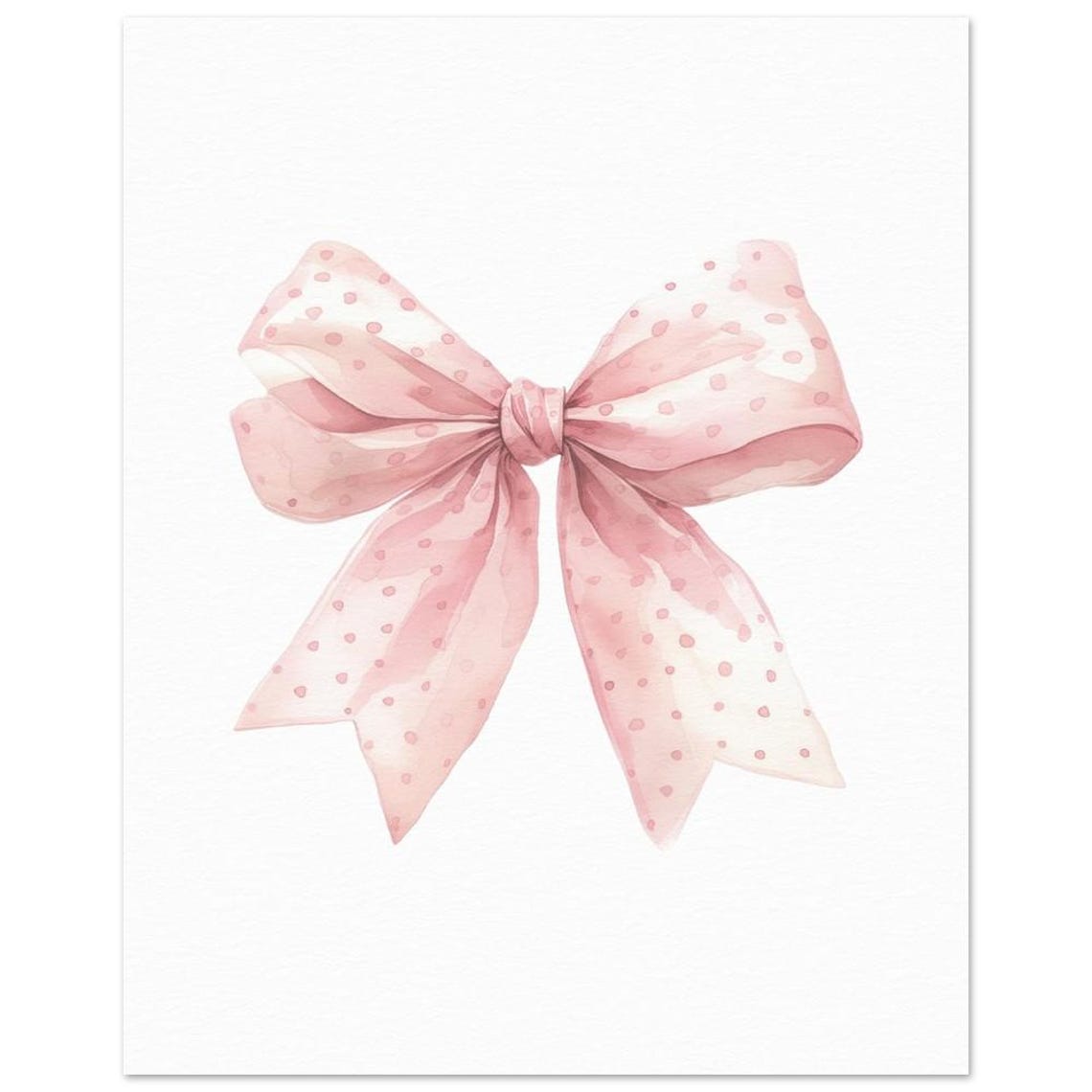 Light Pink Dotted Bow Watercolor Coquette Feminine Nursery Art Print - Image 2