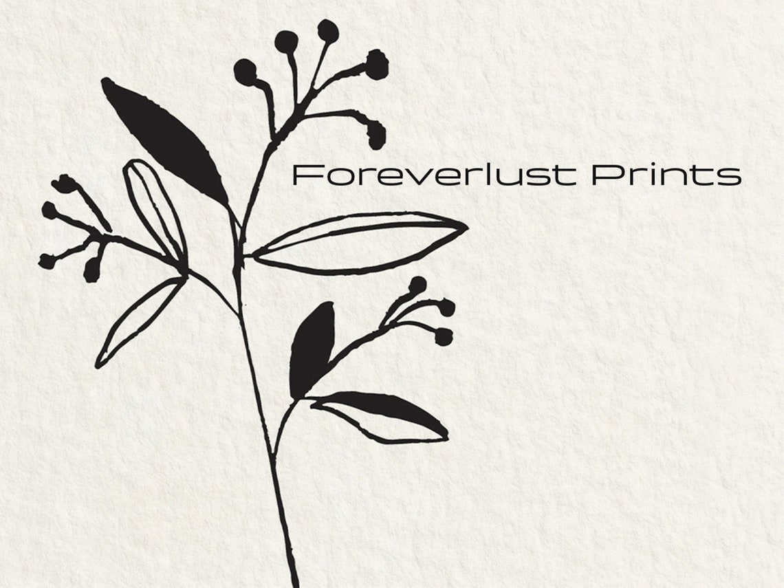 Minimalist Botanical Ink Sketch Leafy Sprig Simple Line Wall Art Print - Image 2