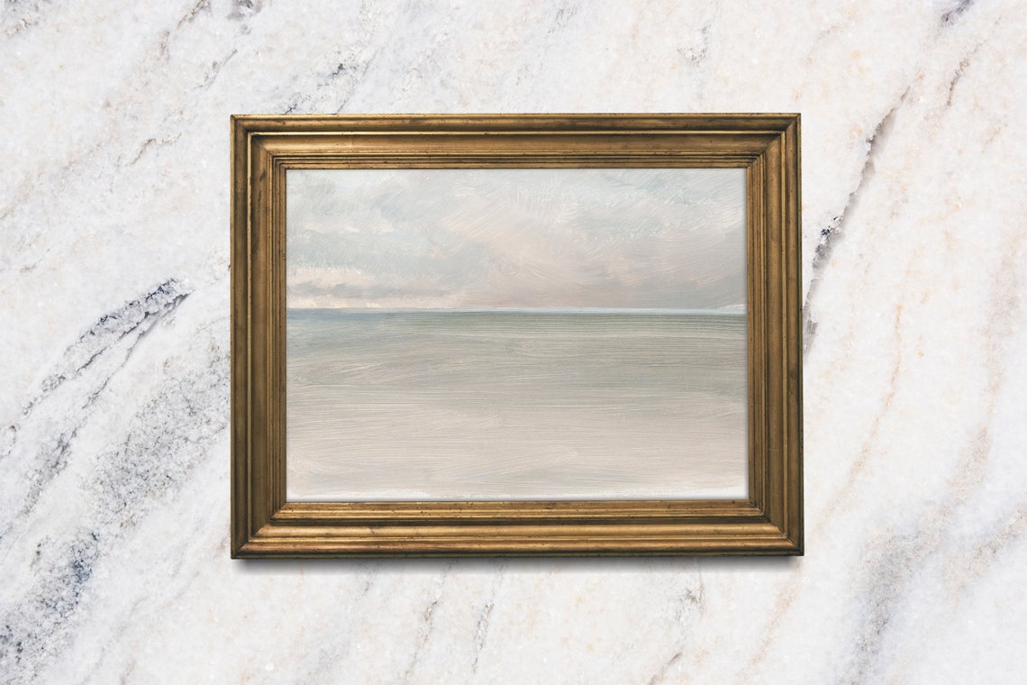 Minimalist Beige Ocean Horizon Coastal Abstract Beach House Poster