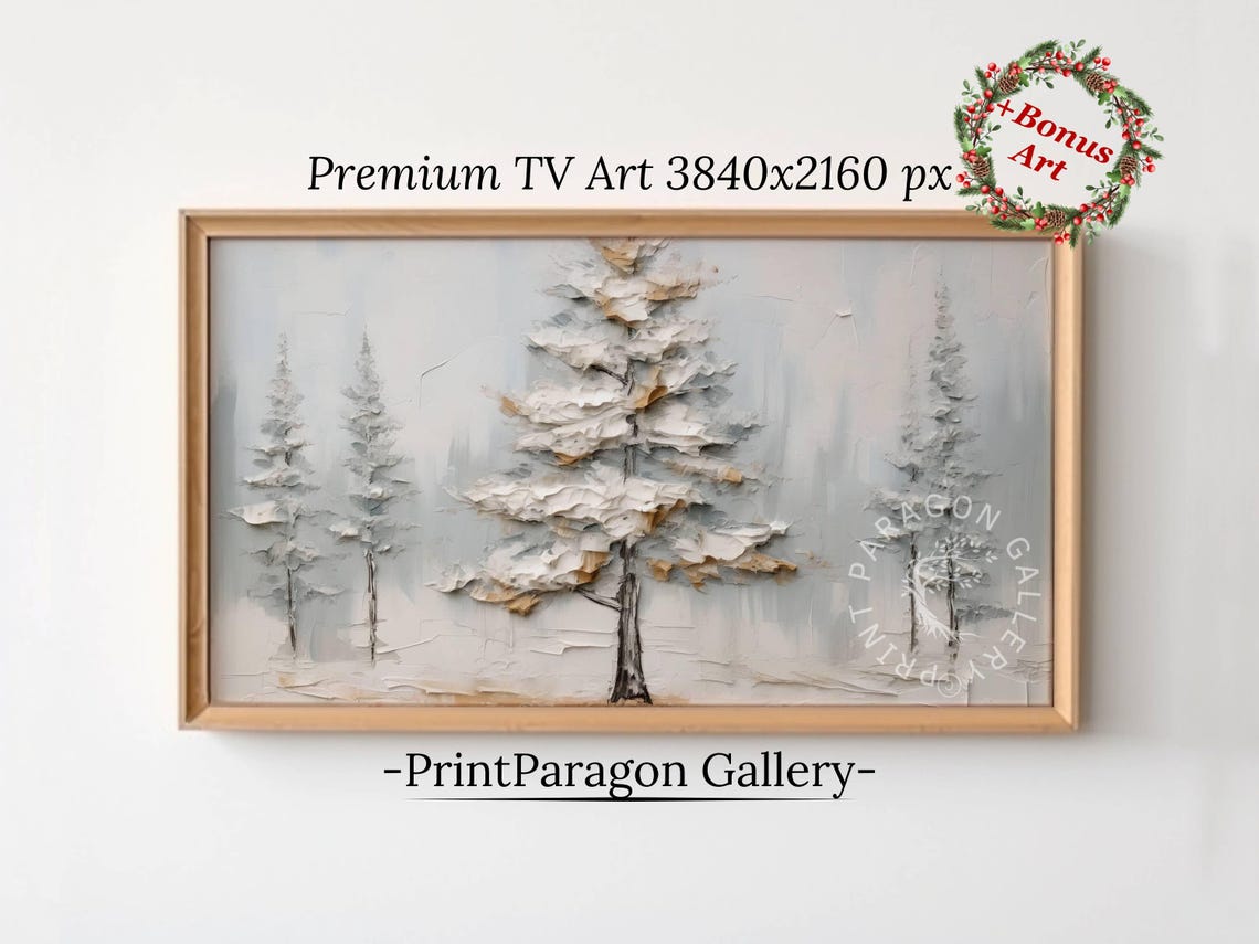 Snow Covered Evergreens Standing in a White Winter Forest Poster