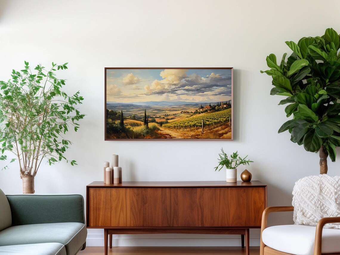 Tuscan Countryside Vineyard Cypress Rolling Hills Italy Landscape Poster - Image 2