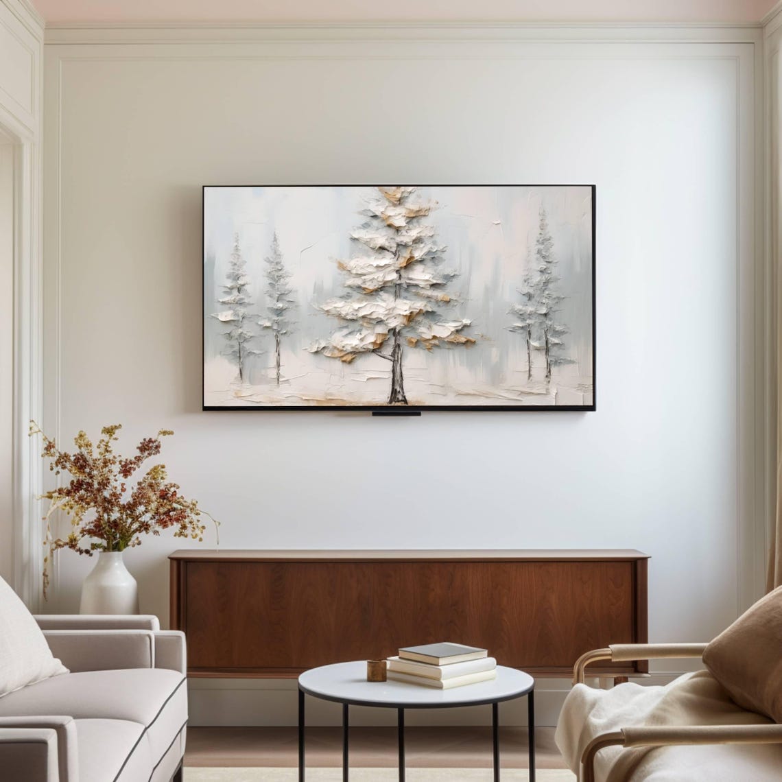 Snow Covered Evergreens Standing in a White Winter Forest Poster - Image 2