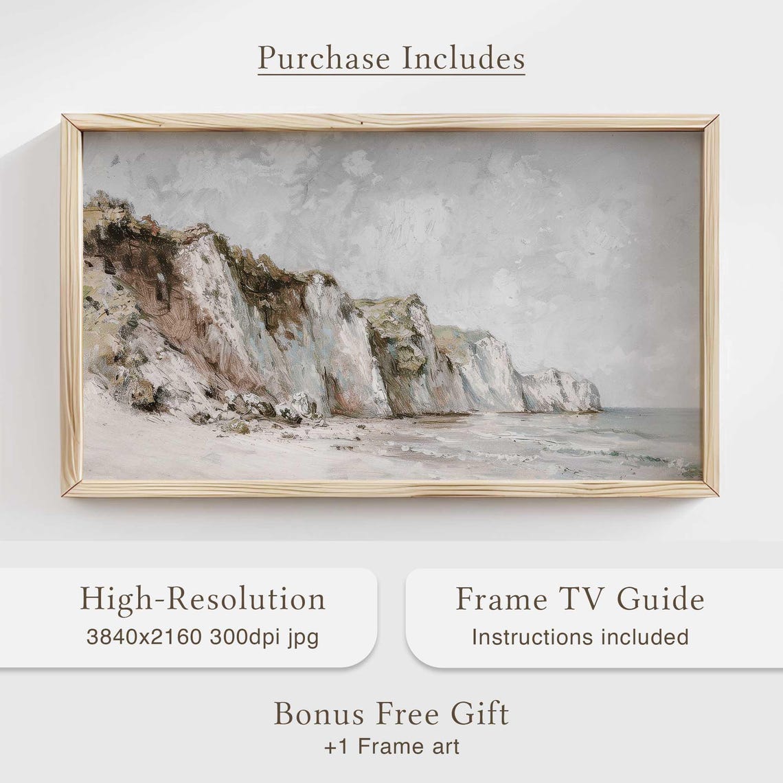 Serene White Chalk Cliffs Coastal Seascape Misty Shoreline Poster - Image 4