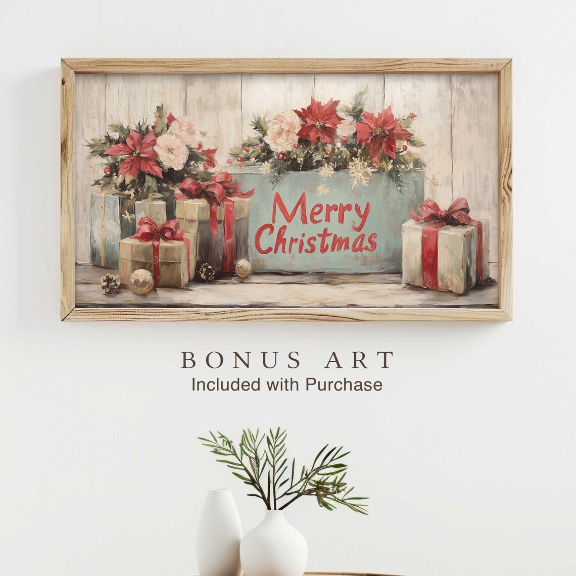 Vintage Snowy Christmas Street Carolers Holiday Shop Wall Art - Image 2