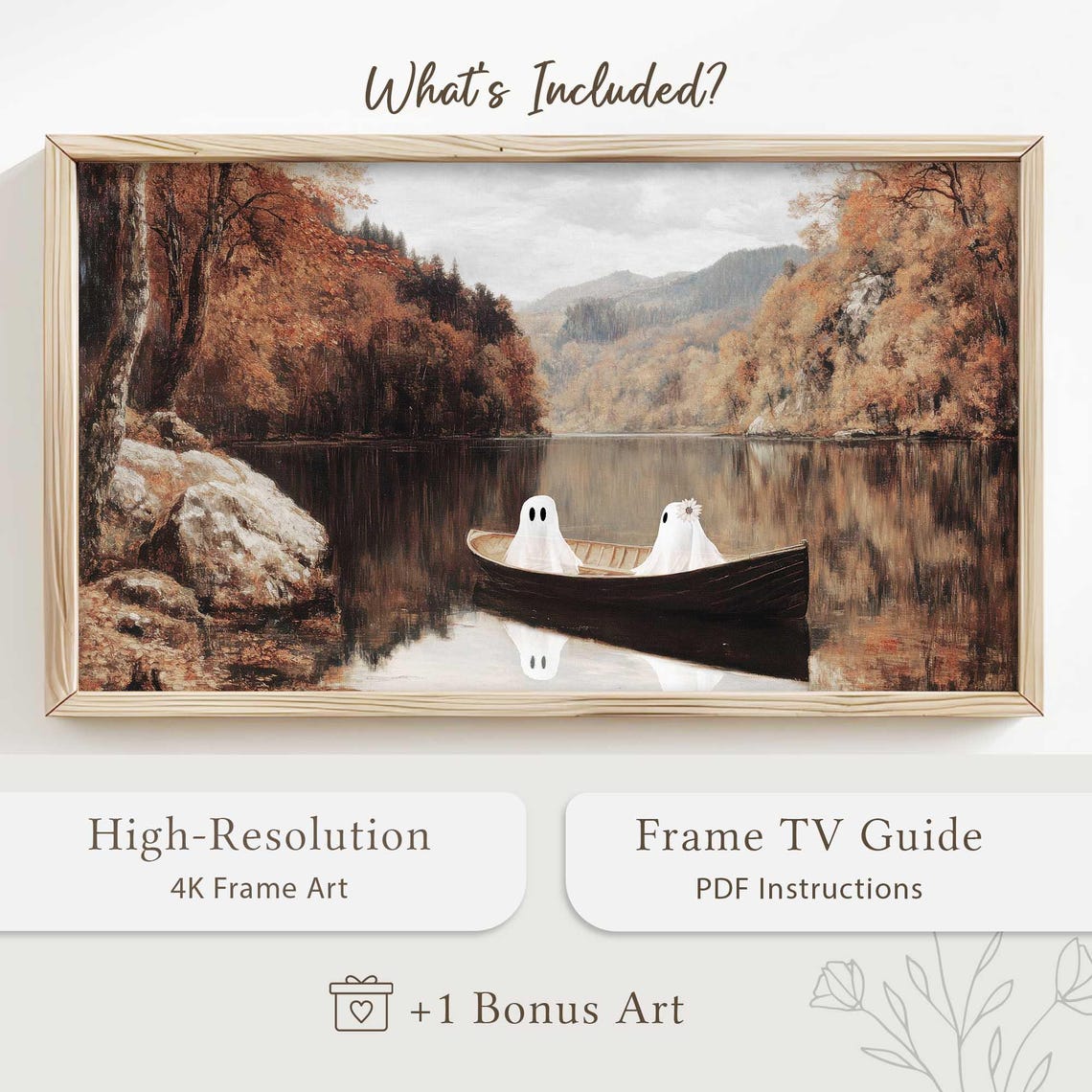 Two Ghosts Drifting in Rowing Boat Autumn Lake Romantic Spooky Poster - Image 4