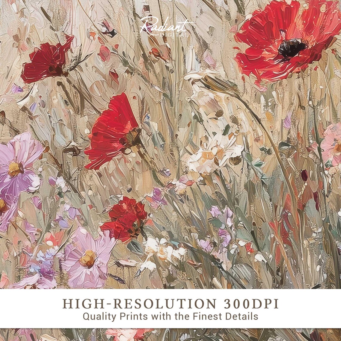 Red Poppies Wildflower Field Soft Romantic Floral Watercolor Poster - Image 3