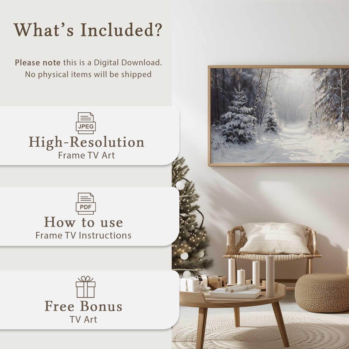 Sunlit Snowy Forest Misty Winter Morning Landscape Art Poster - Image 5