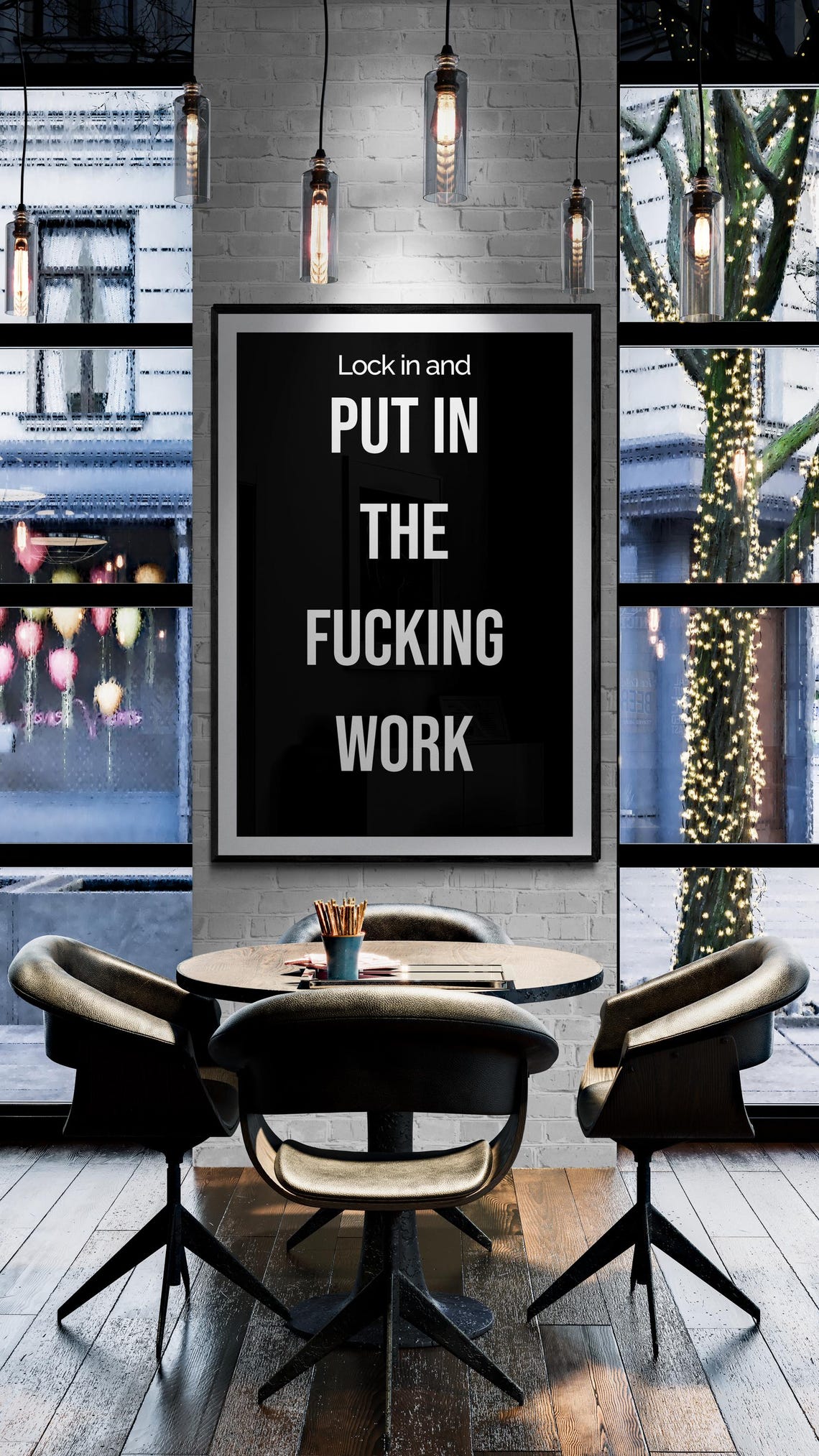 Lock In And Put In The Work Raw Bold Gym Motivational Poster - Image 2