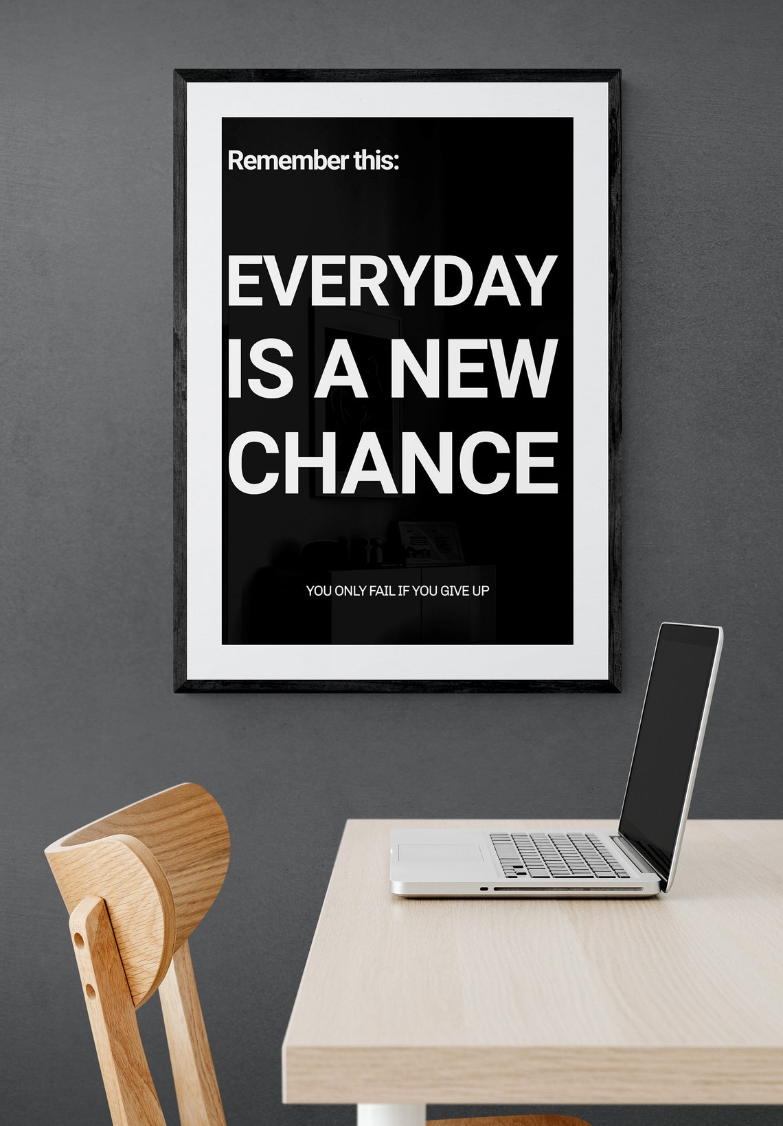 Everyday Is a New Chance Never Give Up Motivational Quote Poster - Image 2