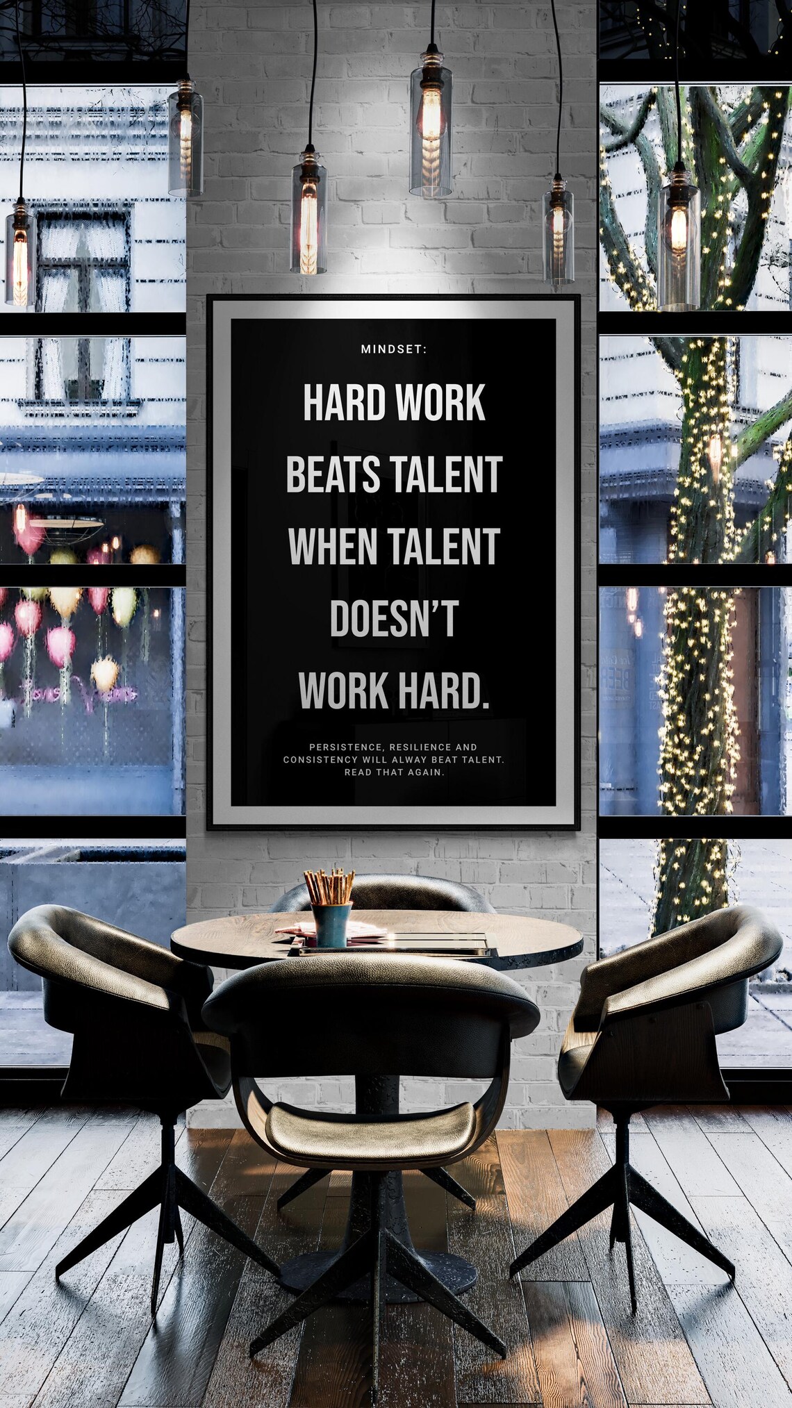 Hard Work Beats Talent When Talent Doesnt Work Hard Black Mindset Poster - Image 2
