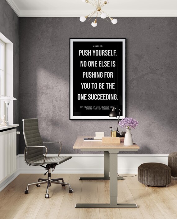 Push Yourself No One Else Is Pushing For You Black Mindset Poster