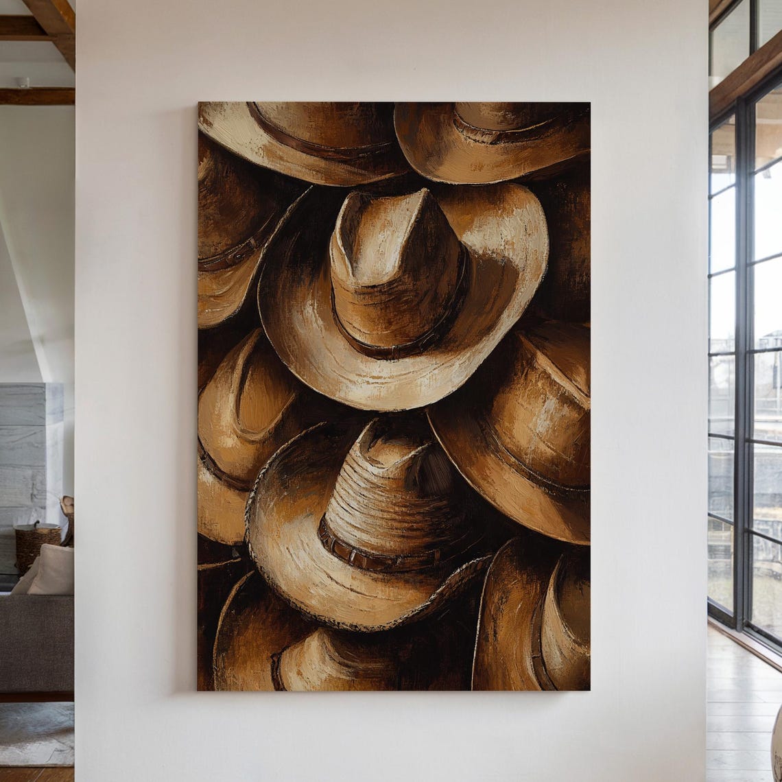 Rustic Cowboy Hats Art Western Vintage Decor Print Antique Hat Collection Wall Art Farmhouse Country Style