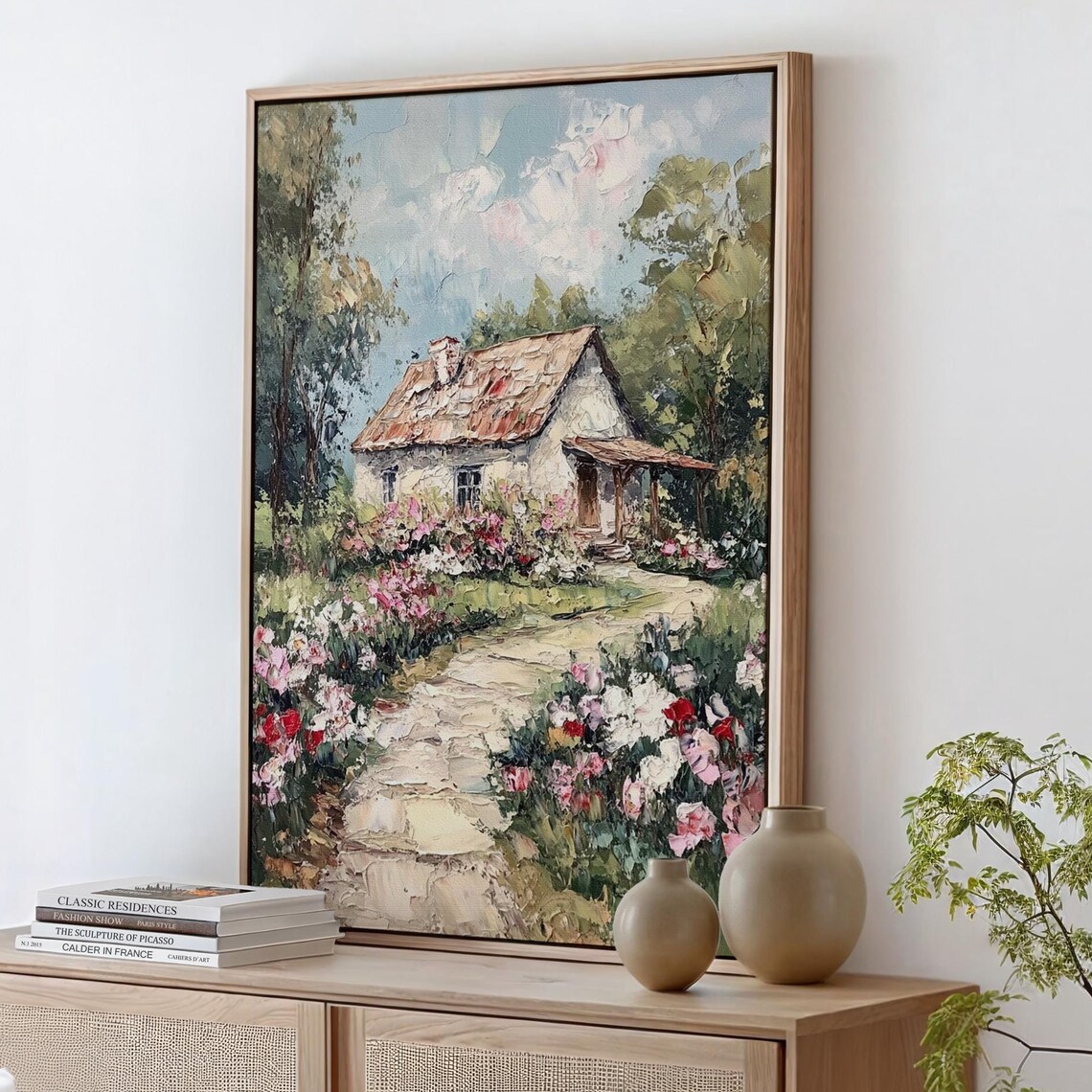 Charming Cottage With Flower Garden, Rustic Landscape