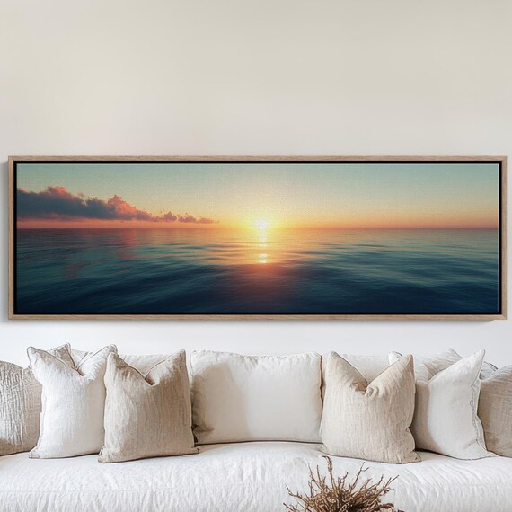Serene Ocean Sunset Golden Sun Path Calm Water Coastal Scene Poster