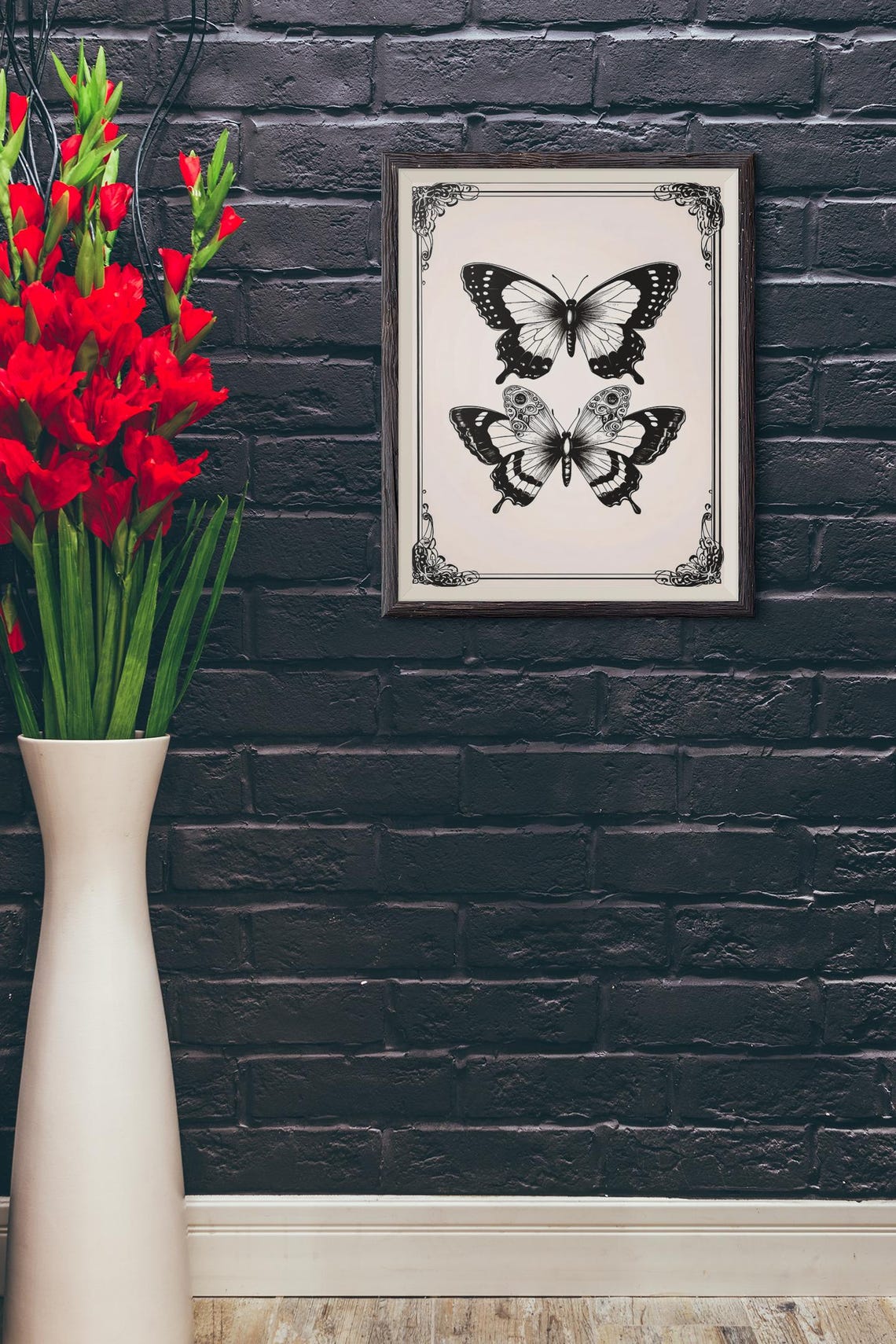 Vintage Butterfly Art Nouveau Poster Print - Image 2