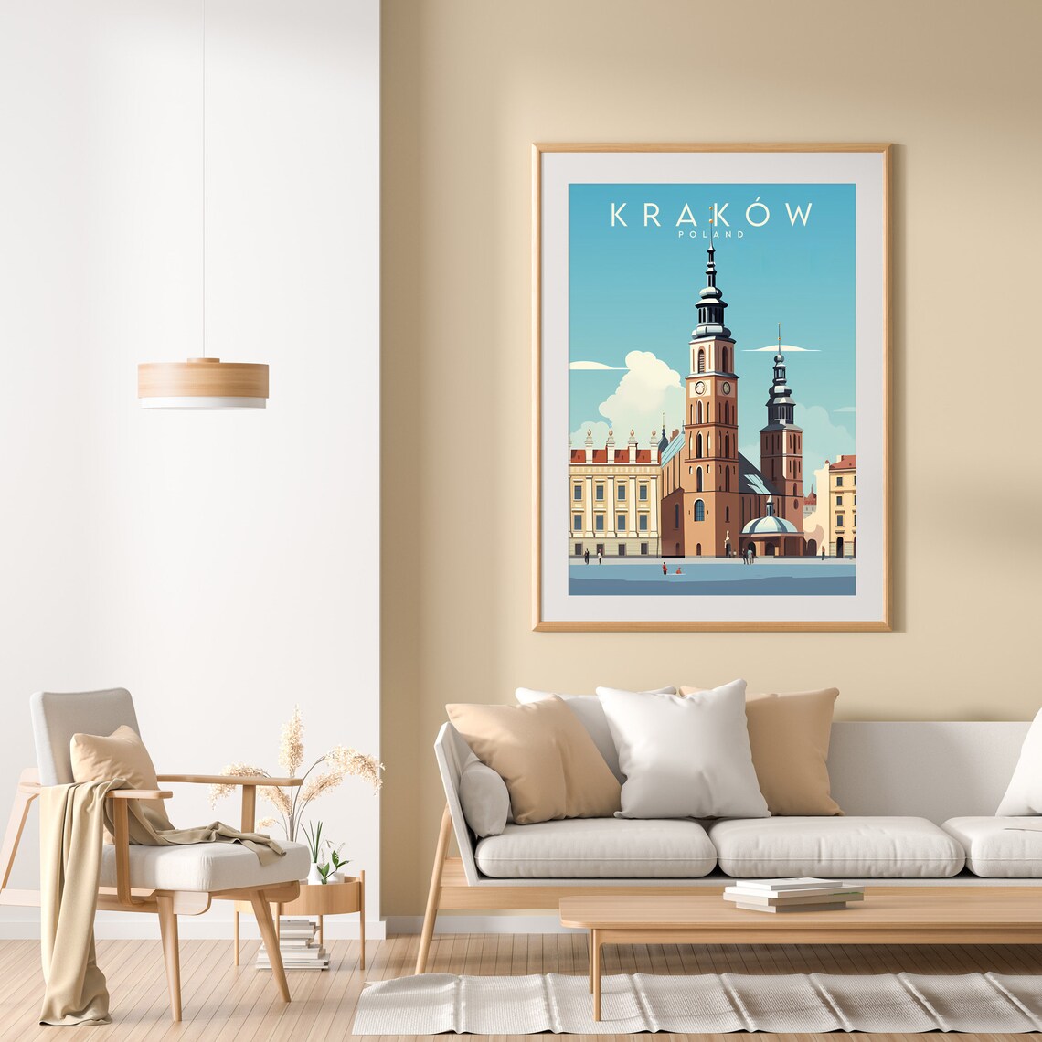Krakow Poland Old Town Market Square Tower Retro Travel Poster - Image 2
