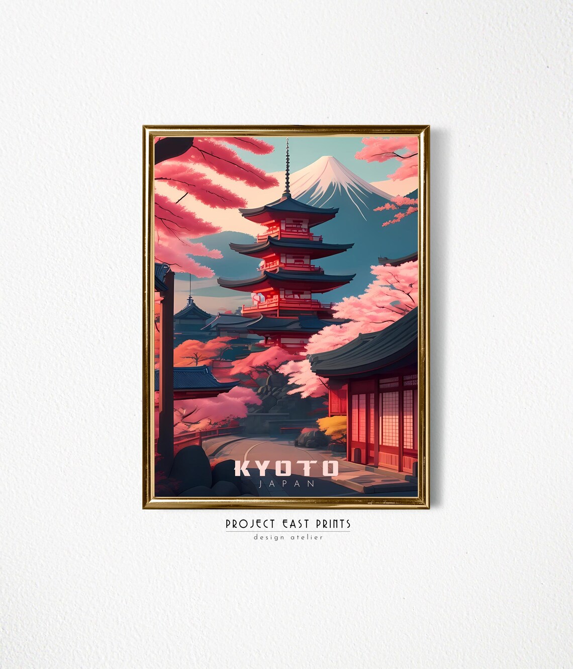Kyoto Japan Cherry Blossom Pagoda Spring Mount Fuji Travel Poster - Image 2