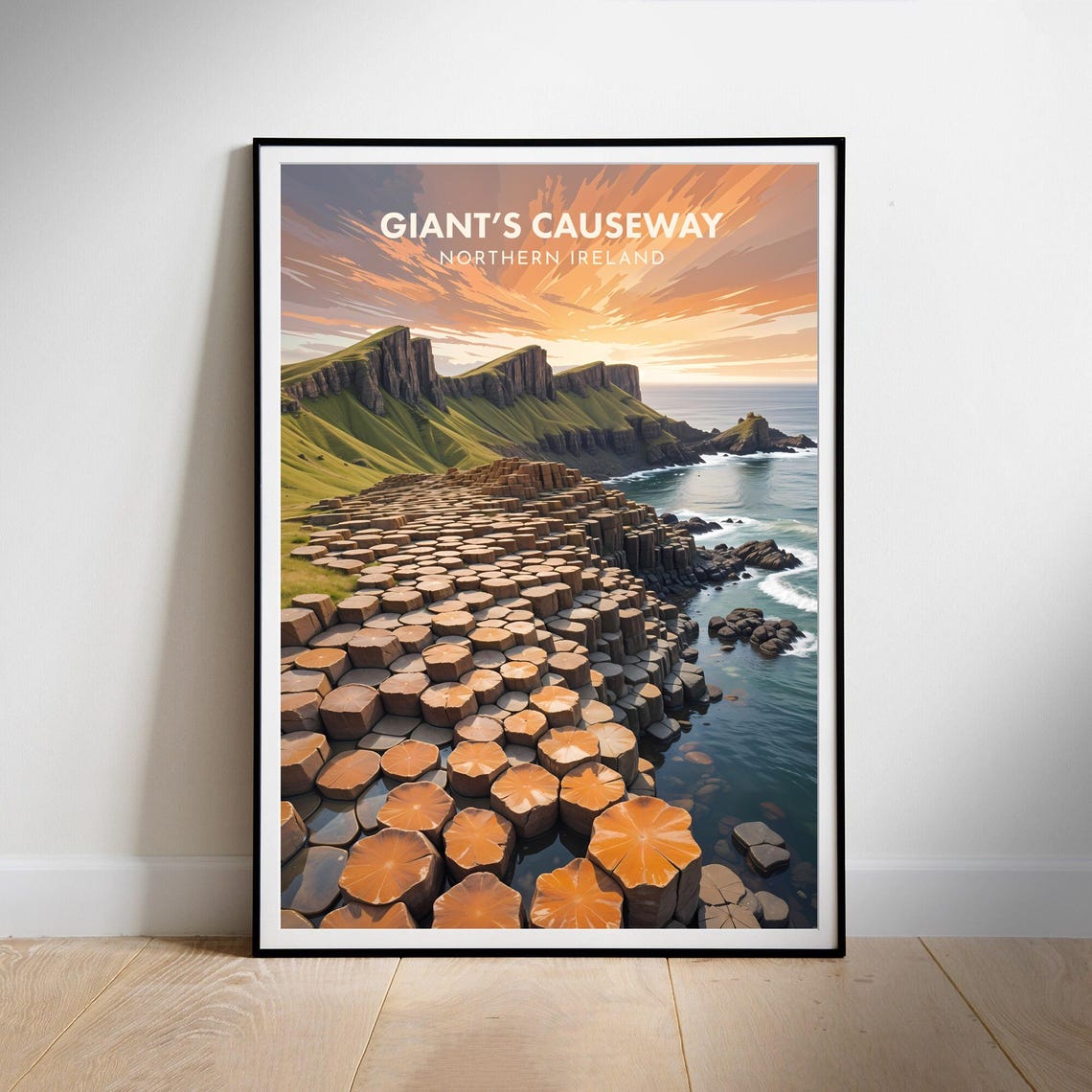 Giant's Causeway Northern Ireland Basalt Cliffs Travel Poster