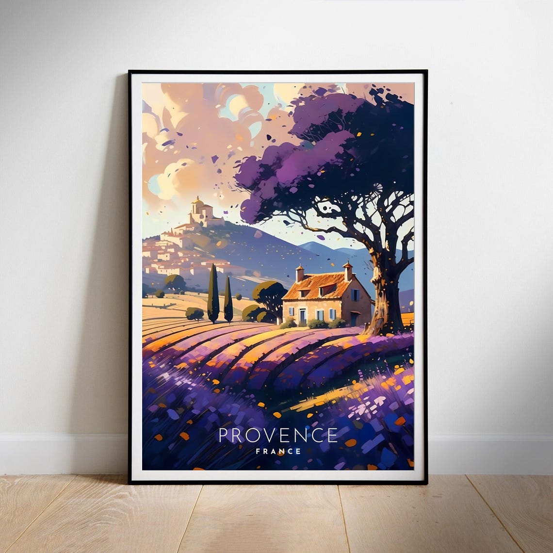 Provence France Lavender Fields Farmhouse Sunset Countryside Poster