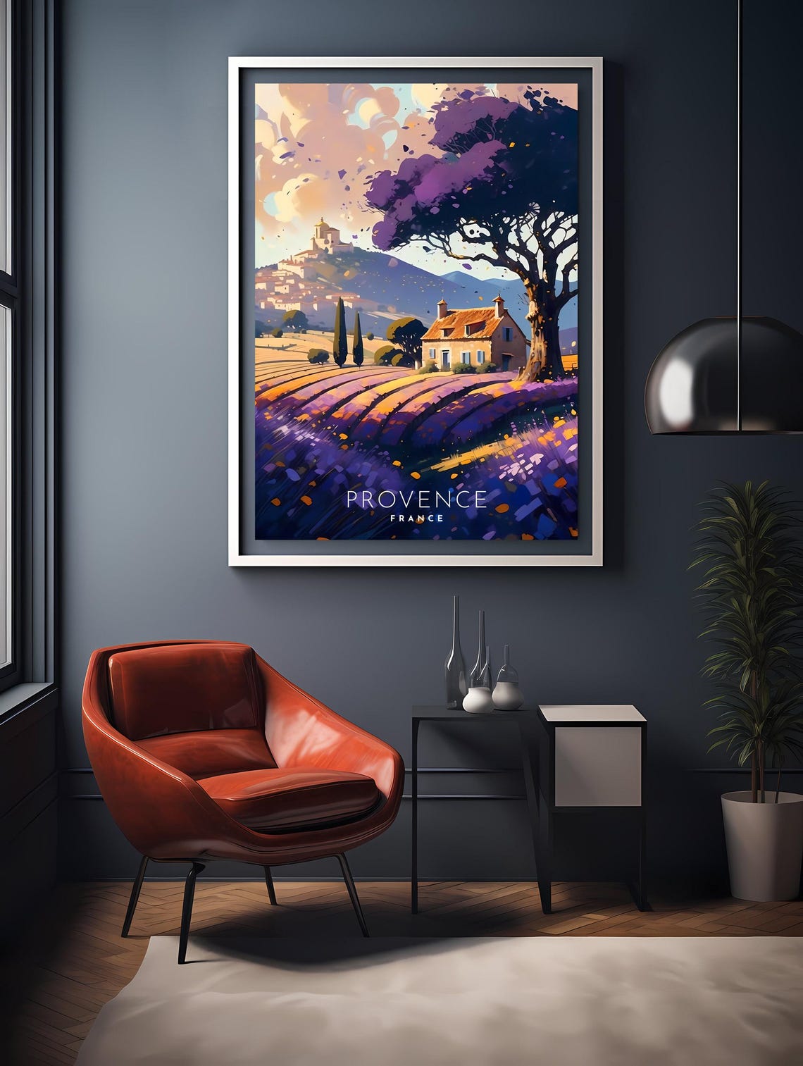 Provence France Lavender Fields Farmhouse Sunset Countryside Poster - Image 2
