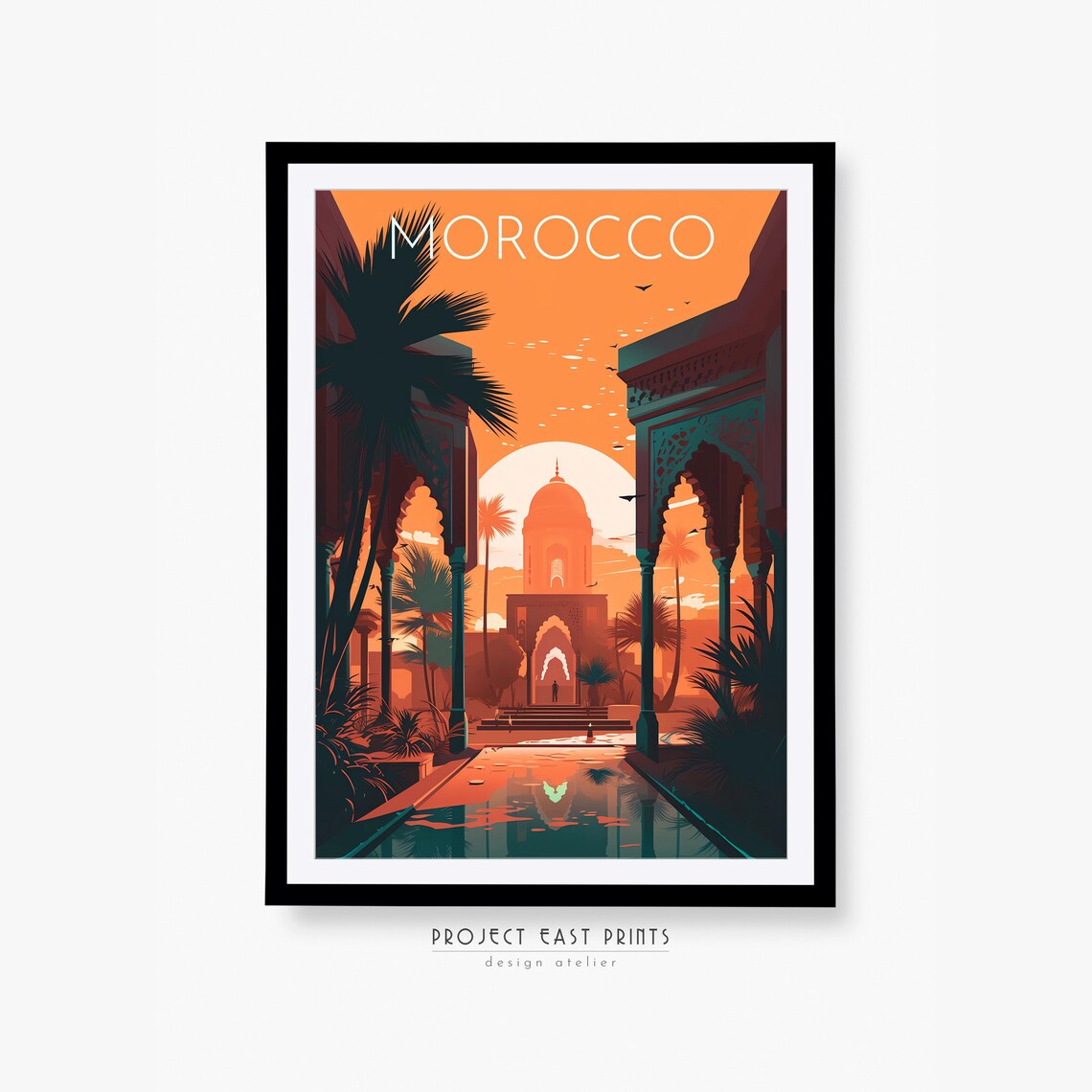 Morocco Retro Travel Poster Print Wall Art Instant