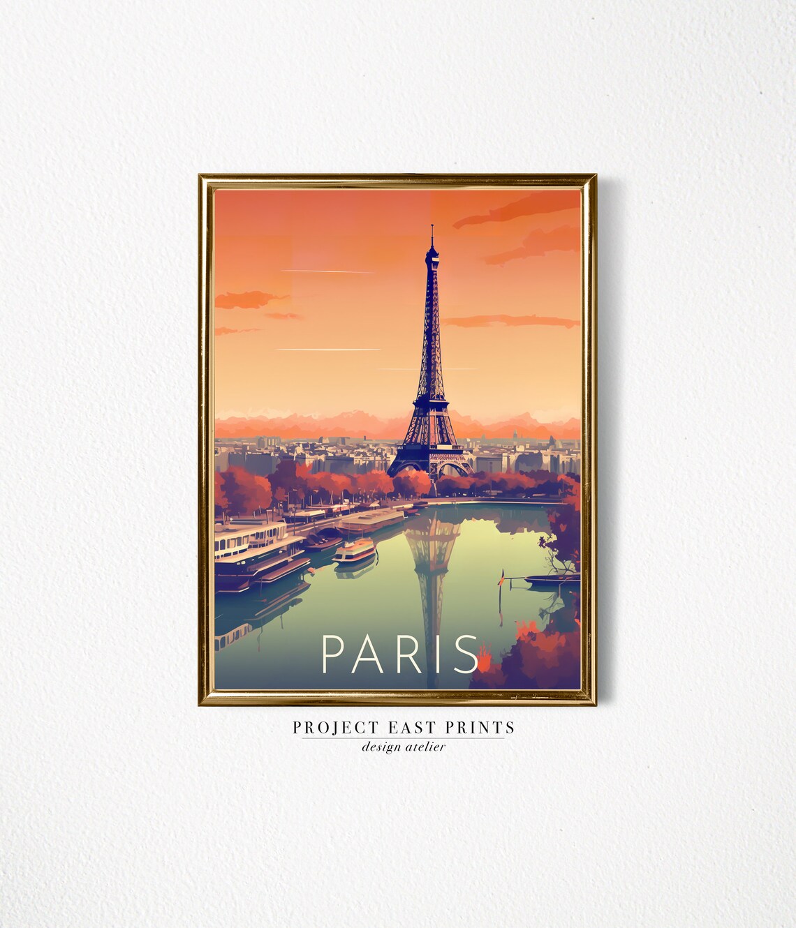 Paris Retro Travel Poster, France Art Print