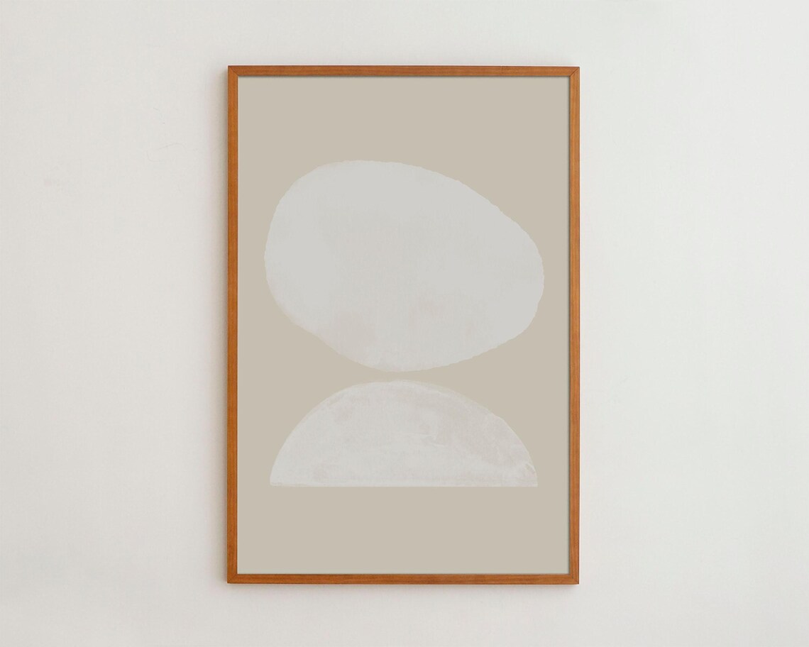 Neutral Beige Organic Shapes Minimal Abstract Modern Wall Art