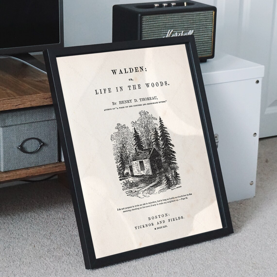 Walden Life In The Woods Title Page 1854 Henry David Thoreau Art Poster - Image 2
