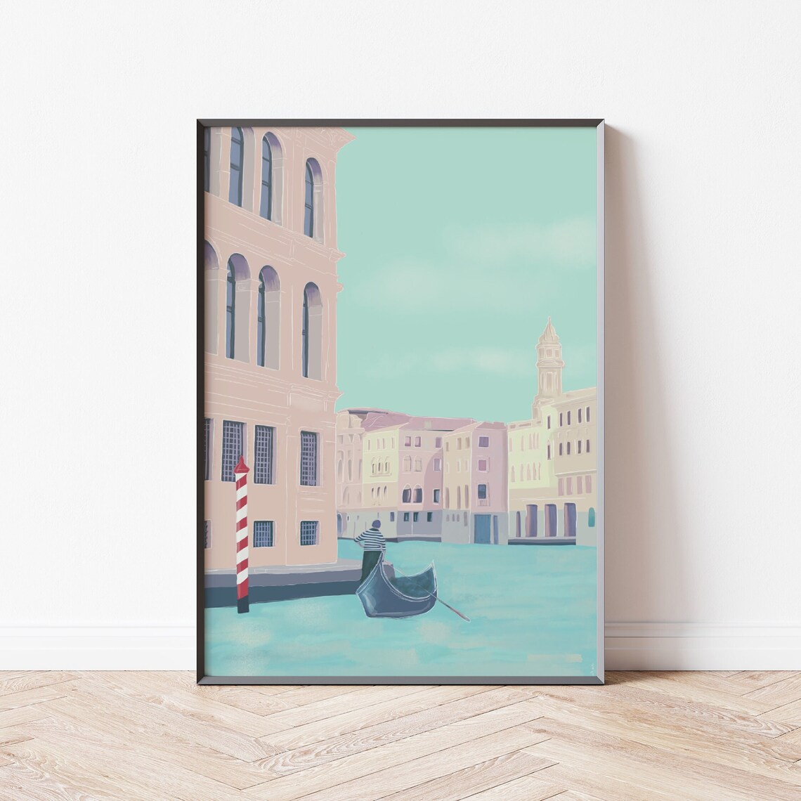 Venice Illustration Venice Travel Print Italy Illustration Venice Wall Art Venice Gondola Print Italy Travel Poster Italy Print - Image 3
