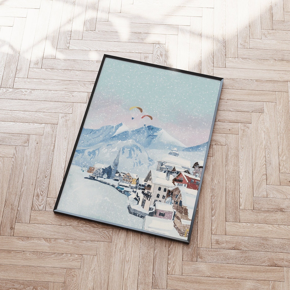 Austria Travel Print Christmas In Austria Winter Travel Art Winter Holiday Print Christmas Travel Print Ski Resort Print Christmas - Image 2