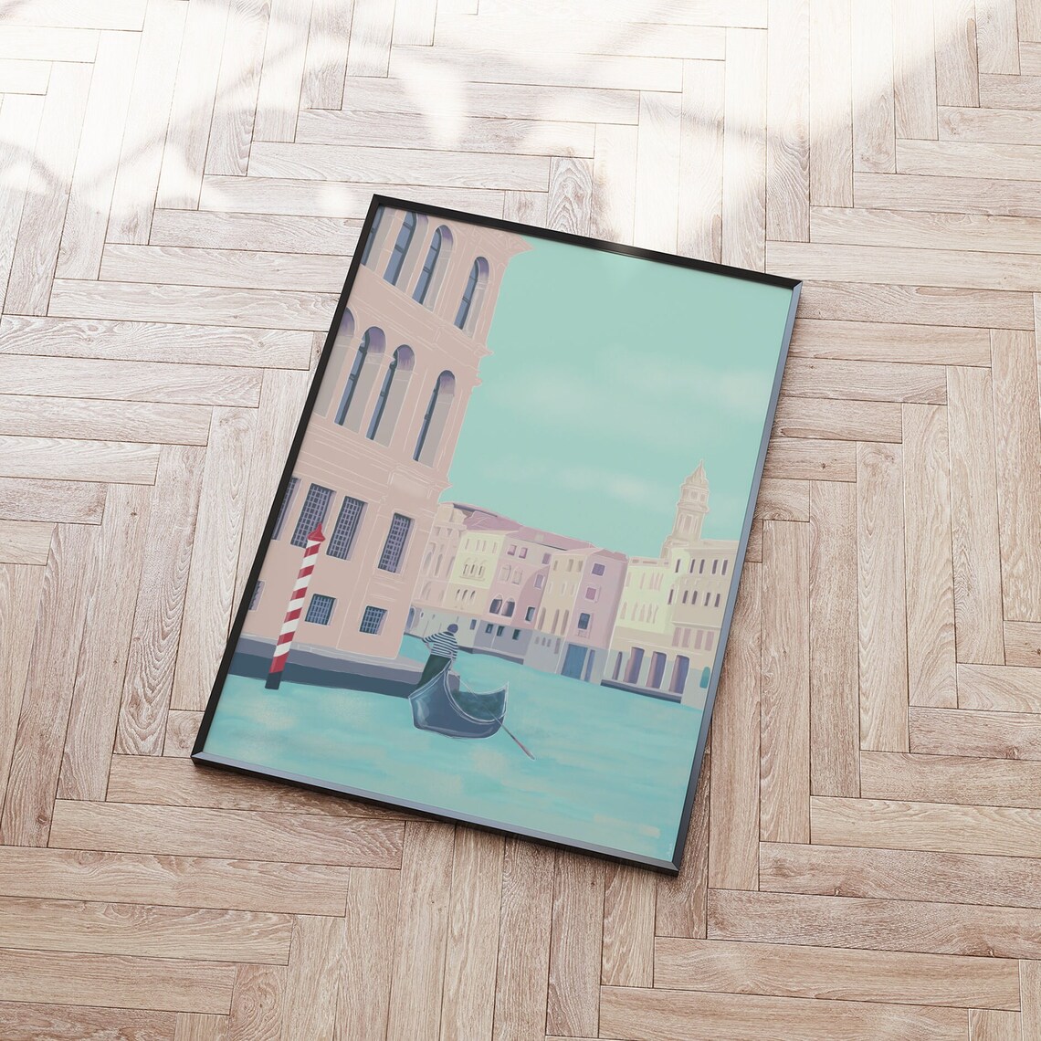 Venice Illustration Venice Travel Print Italy Illustration Venice Wall Art Venice Gondola Print Italy Travel Poster Italy Print - Image 2