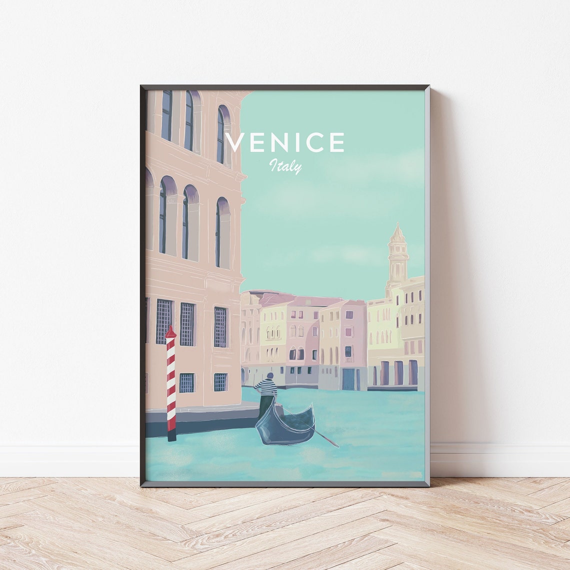 Italy Venice Illustration Venice Travel Print Italy Illustration Venice Wall Art Venice Gondola Print Italy Travel Poster Italy Print - Image 4