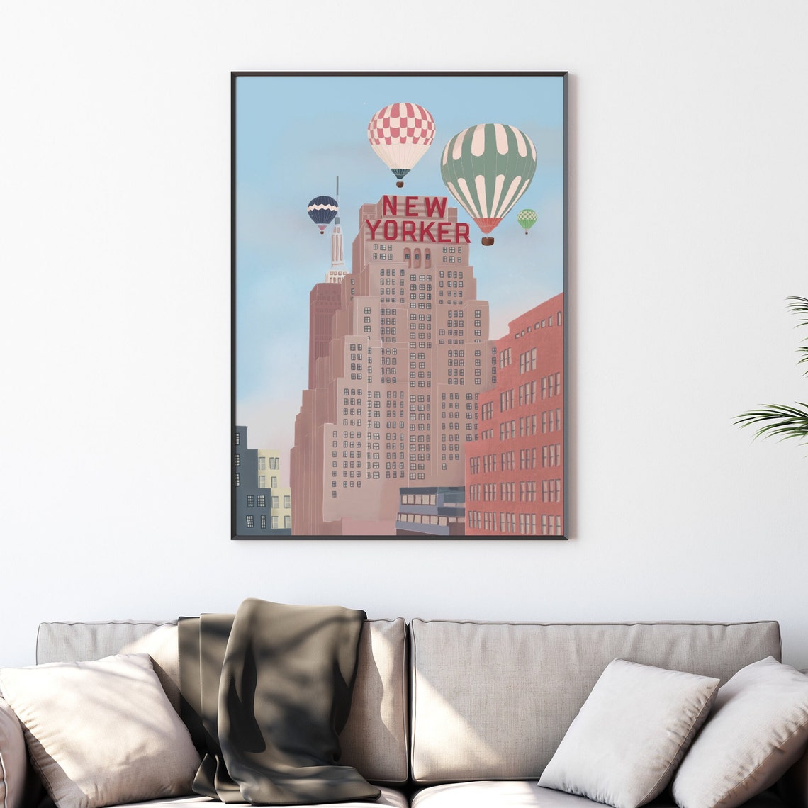 New York Illustration New York Travel Art Hot Air Balloons Wall Art Ny Travel Print Vintage Travel Poster New York Travel Poster - Image 2