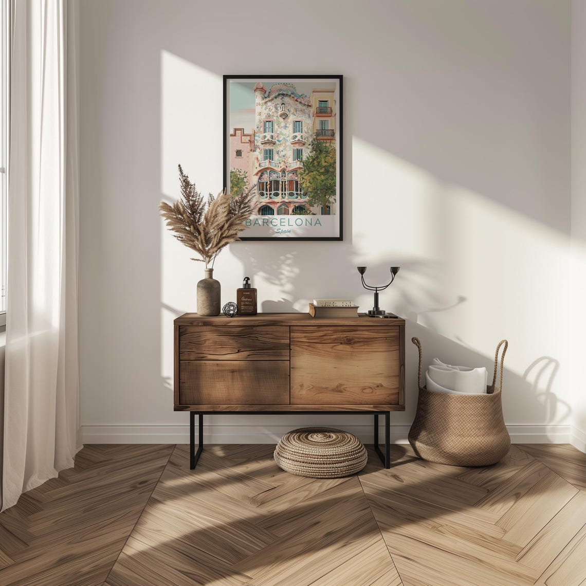 Barcelona Spain Casa Batllo Gaudi Mosaic Facade Travel Poster - Image 3