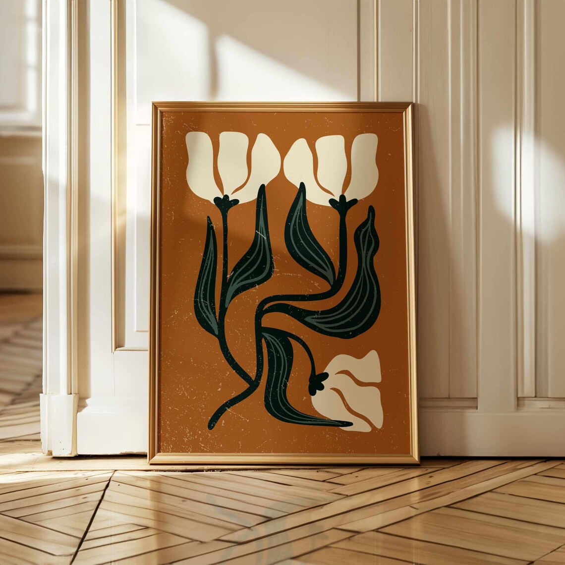 Abstract Tulips Retro 70s Mid-Century Art Print