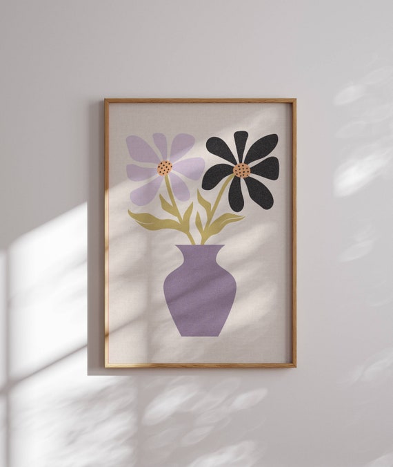 Lovely 70s Flower Poster Matisse Art Print Floral Artwork Funky Wall 1970s Decor Groovy Eclectic Colorful