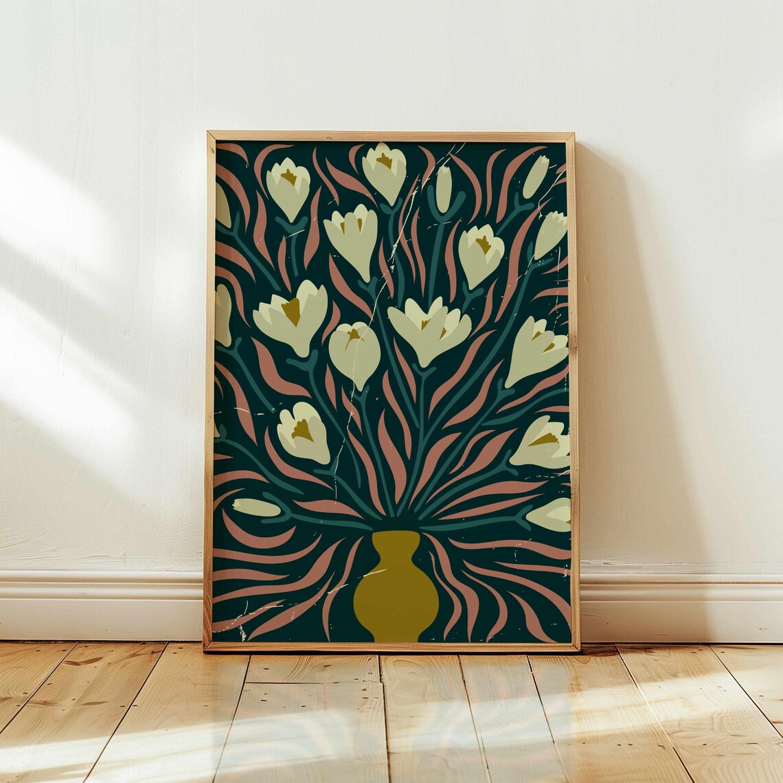 70s Floral Abstract Botanical Art Print, Matisse Style