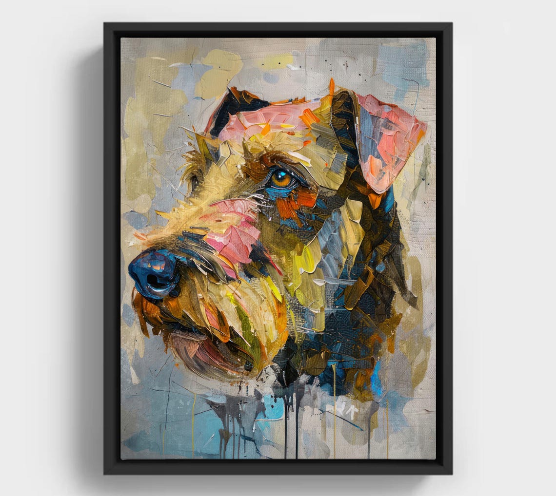 Terrier Dog Profile Bold Colorful Abstract Impasto Style Poster