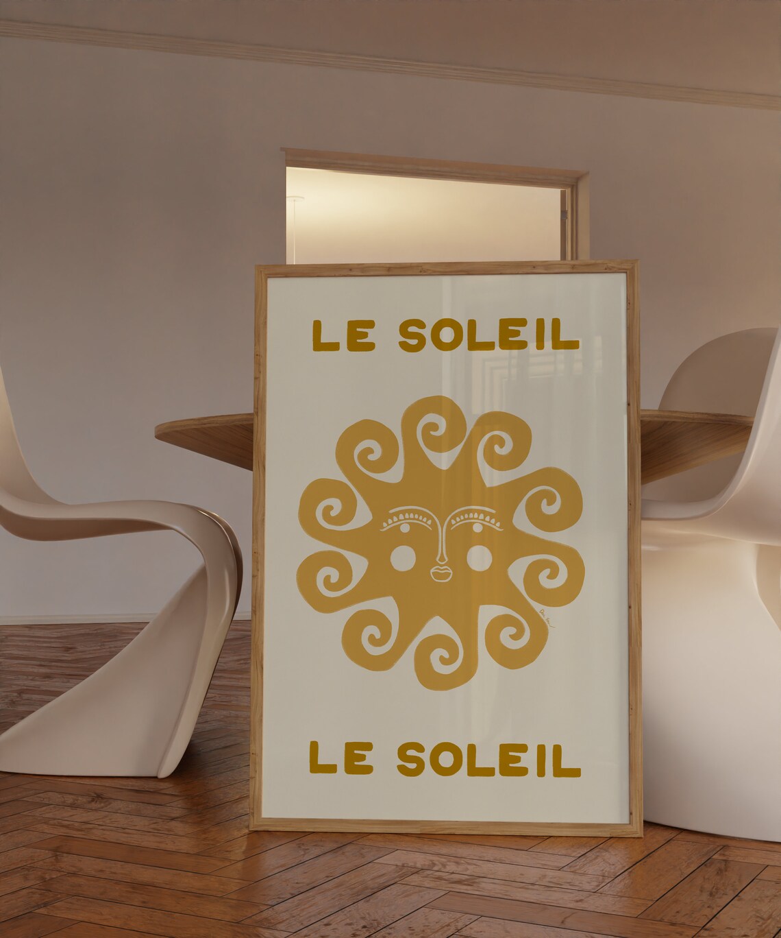 Le Soleil Golden Swirl Sun Face French Bohemian Summer Art Poster - Image 4