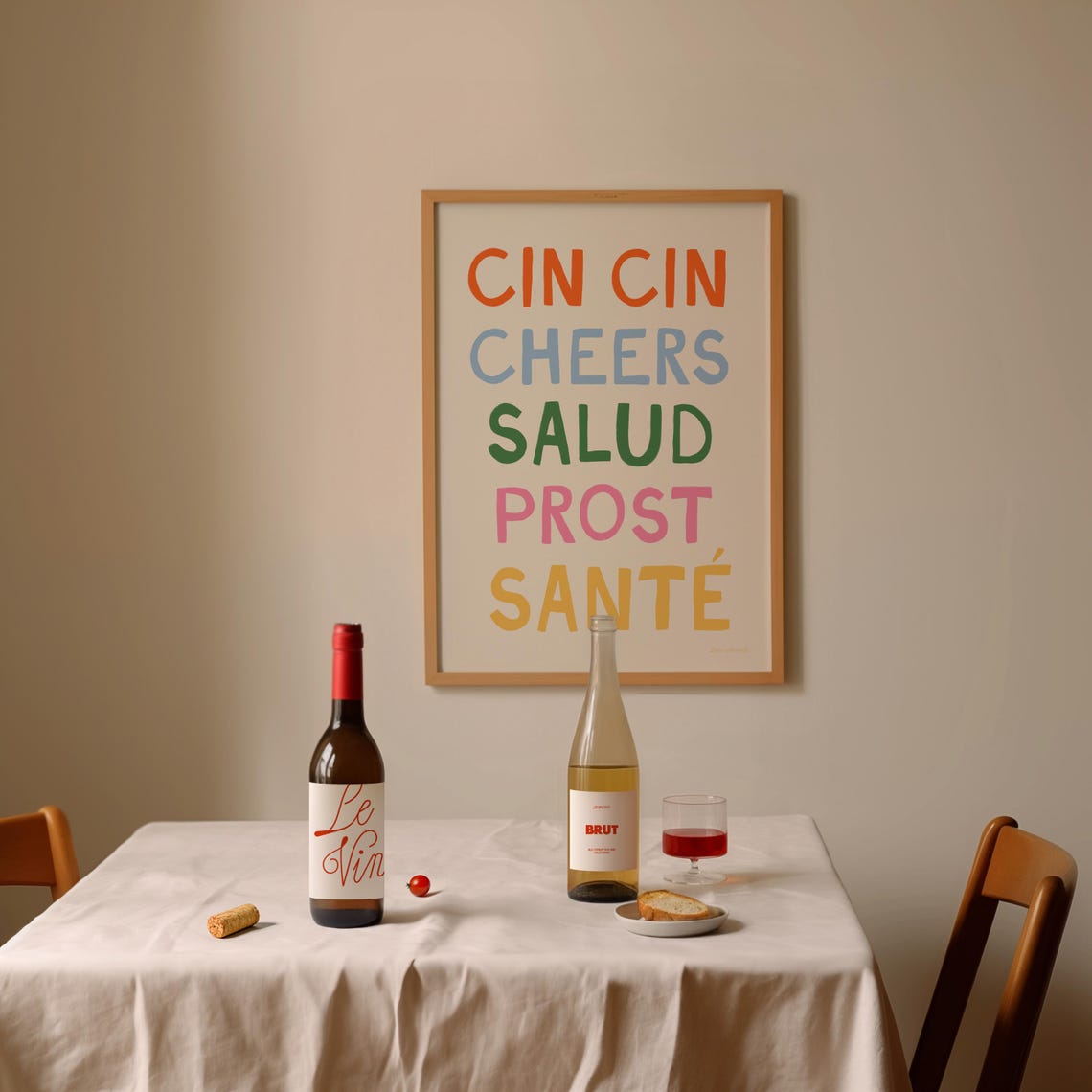 Cin Cin Cheers Salud Prost Sante Multicolor Kitchen Wall Art - Image 4