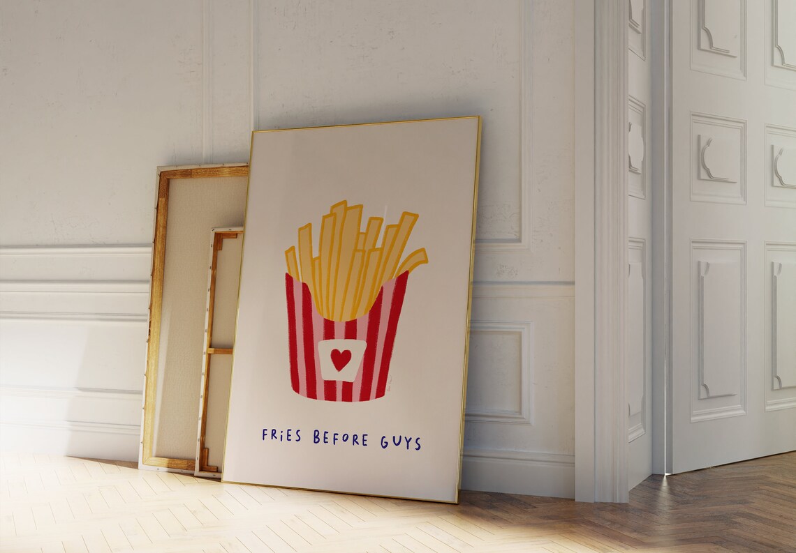 Fries Before Guys Funny French Fries Kitchen Wall Decor Poster - Image 2