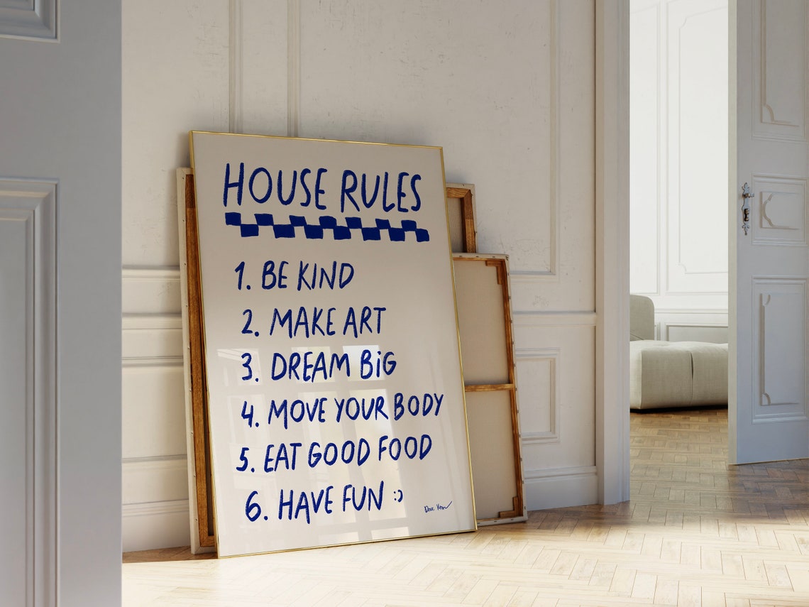 House Rules Be Kind Make Art Dream Big Fun Family Typography Poster - Image 3