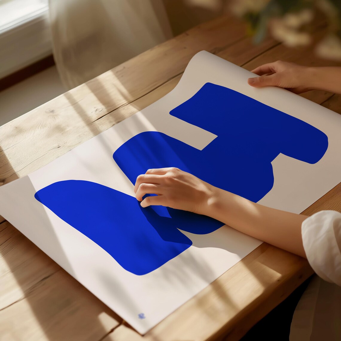 Cobalt Blue Abstract Organic Shapes Minimalist Modern Art Poster - Image 4