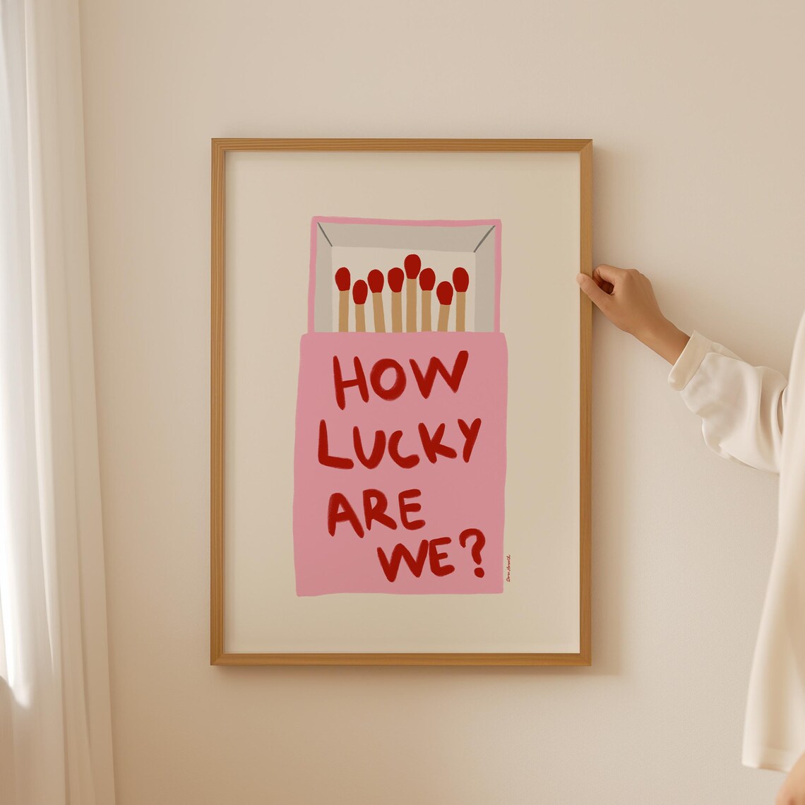 How Lucky Are We Pink Matchbox Heartfelt Gratitude Quote Poster