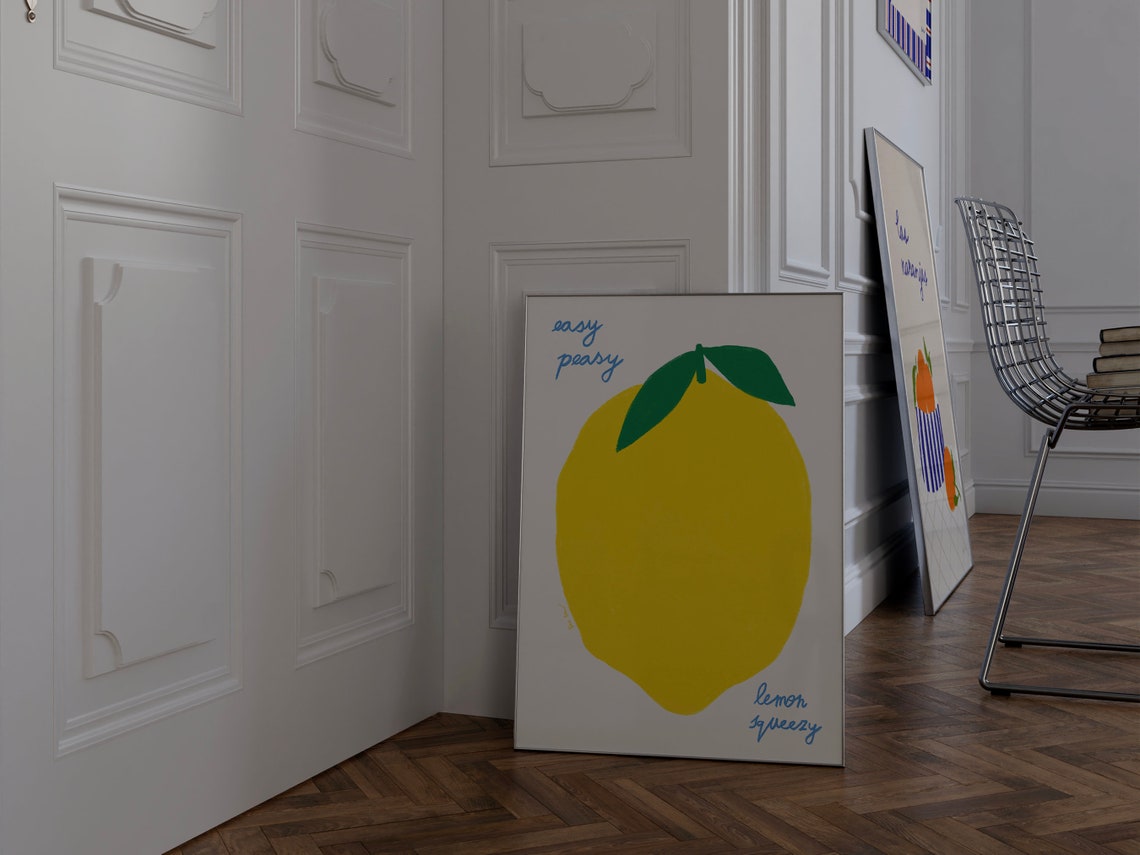 Easy Peasy Lemon Squeezy Cute Citrus Fruit Kitchen Wall Poster - Image 2