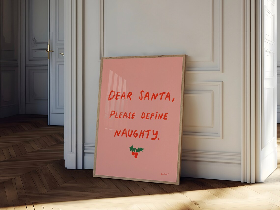 Dear Santa Please Define Naughty Pink Cheeky Christmas Poster - Image 3